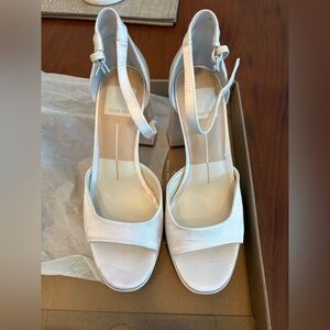 Dolce Vita White Satin Block Heel Sandals